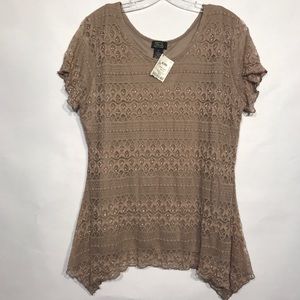 Shannon Ford New York Short Sleeve Lace Top Sz 1X